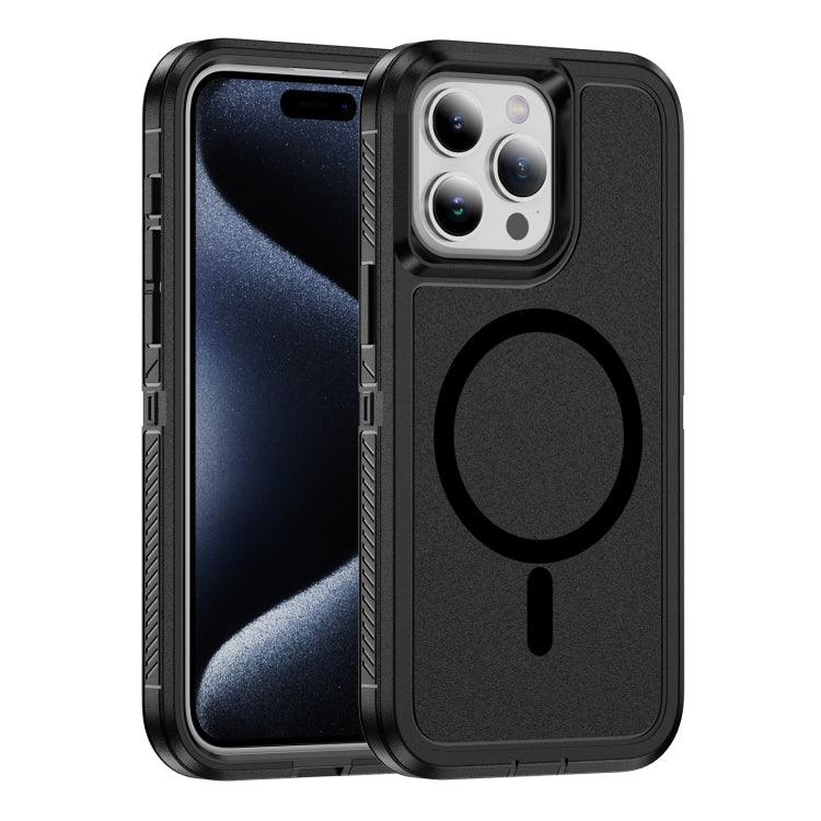 For iPhone 15 Pro Max Guard Magsafe Magnetic Ring Matte Phone Case(Black) - iPhone 15 Pro Max Cases by buy2fix | Online Shopping UK | buy2fix