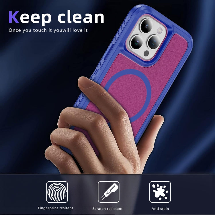 For iPhone 14 / 13 Guard Magsafe Magnetic Ring Matte Phone Case(Blue+Rose Red) - iPhone 14 Cases by buy2fix | Online Shopping UK | buy2fix