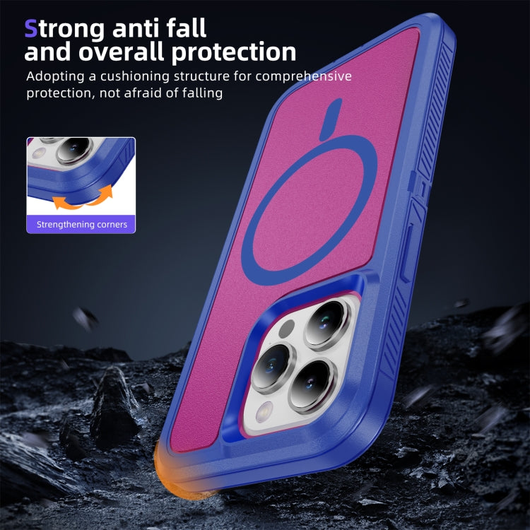 For iPhone 14 / 13 Guard Magsafe Magnetic Ring Matte Phone Case(Blue+Rose Red) - iPhone 14 Cases by buy2fix | Online Shopping UK | buy2fix