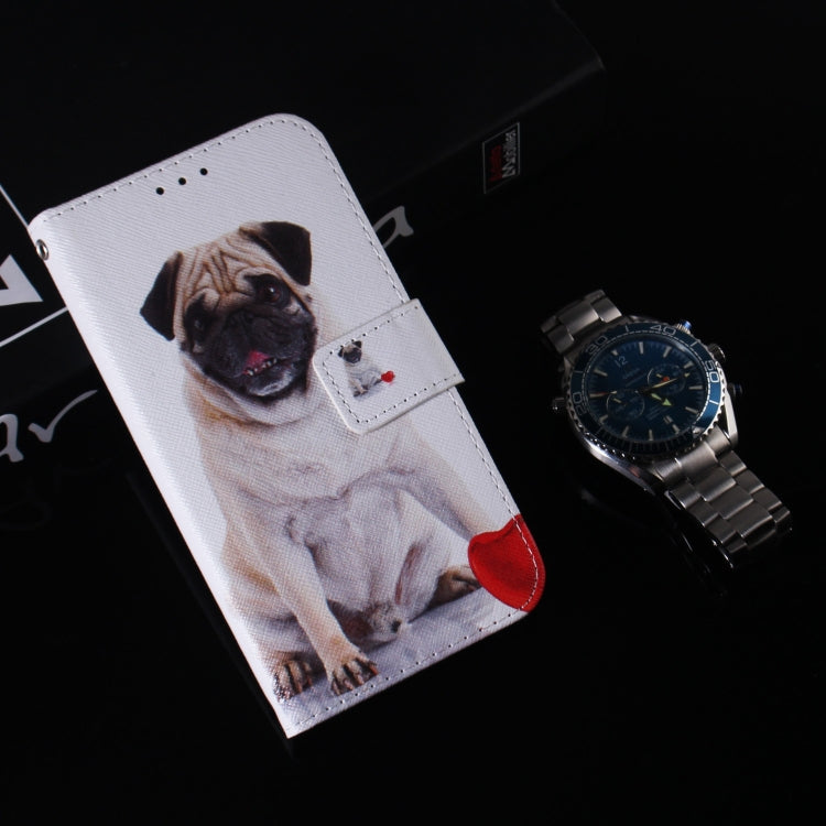 For Google Pixel 9 Coloured Drawing Flip Leather Phone Case(Pug) - Google Cases by buy2fix | Online Shopping UK | buy2fix