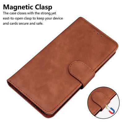 For Google Pixel 9 Pro Skin Feel Pure Color Flip Leather Phone Case(Brown) - Google Cases by buy2fix | Online Shopping UK | buy2fix