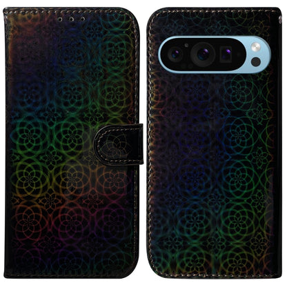 For Google Pixel 9 Colorful Magnetic Buckle Leather Phone Case(Black) - Google Cases by buy2fix | Online Shopping UK | buy2fix