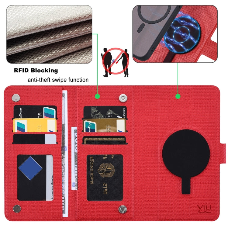 For iPhone 14 Pro Max ViLi GHA Series Shockproof MagSafe RFID Leather Attraction Horizontal Flip Phone Case(Red) - iPhone 14 Pro Max Cases by ViLi | Online Shopping UK | buy2fix