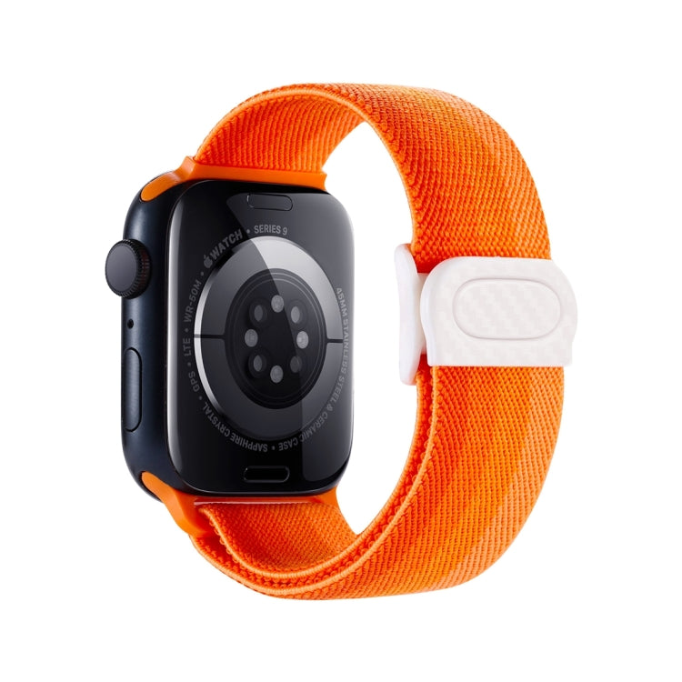 For Apple Watch Ultra 2 49mm Carbon Fiber Texture Snap Buckle Nylon Watch Band(Gradient Orange) - Watch Bands by buy2fix | Online Shopping UK | buy2fix