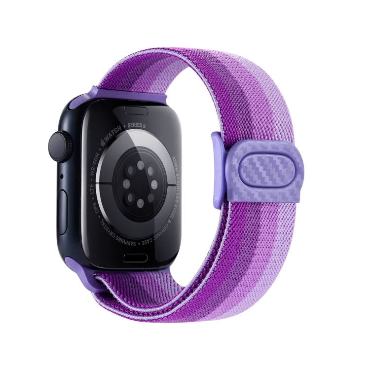 For Apple Watch Ultra 49mm Carbon Fiber Texture Snap Buckle Nylon Watch Band(Gradient Purple) - Watch Bands by buy2fix | Online Shopping UK | buy2fix