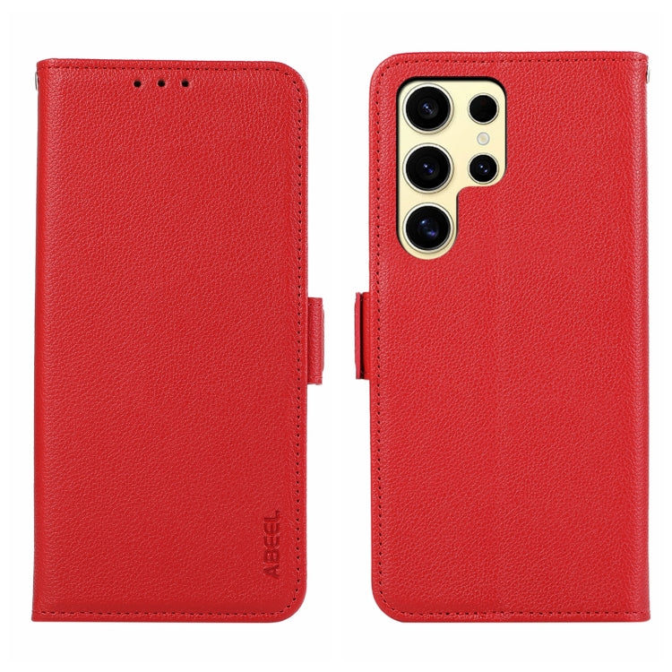 For Samsung Galaxy S21 Ultra 5G ABEEL Side-Magnetic Litchi Pattern Leather RFID Phone Case(Red) - Galaxy S21 Ultra 5G Cases by buy2fix | Online Shopping UK | buy2fix