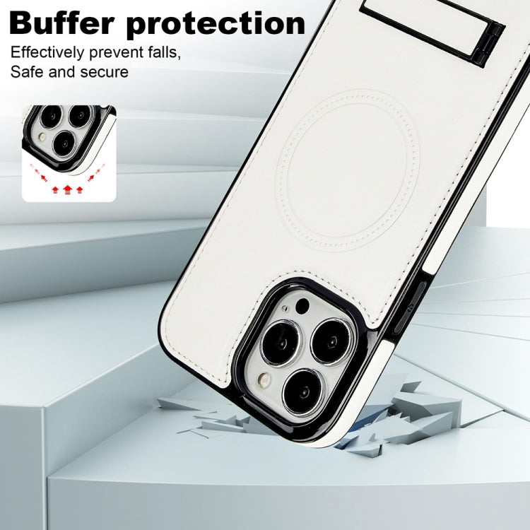 For iPhone 13 Pro Max Retro Leather Invisible Stand MagSafe Phone Case(White) - iPhone 13 Pro Max Cases by buy2fix | Online Shopping UK | buy2fix