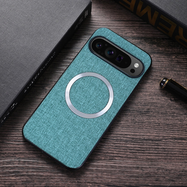 For Google Pixel 9 CD Magnetic Ring Cloth Texture PU Phone Case(Blue) - Google Cases by buy2fix | Online Shopping UK | buy2fix