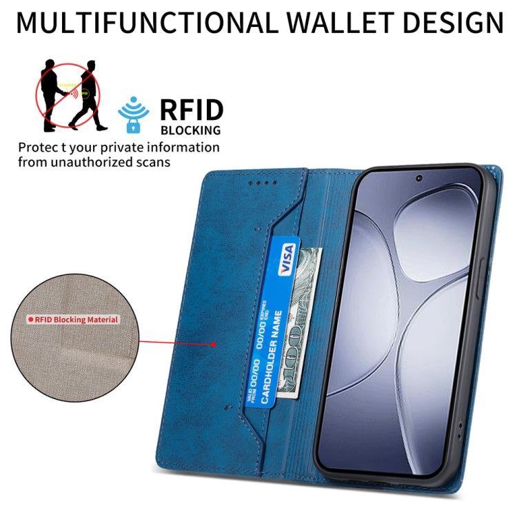 For Redmi K70 Ultra Business Solid Color Magnetic RFID Leather Phone Case(Blue) - Xiaomi Cases by buy2fix | Online Shopping UK | buy2fix