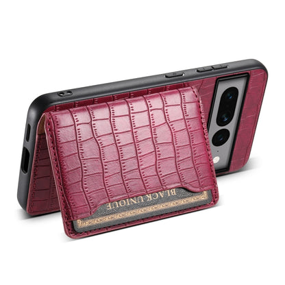 For Google Pixel 7 Pro 5G Crocodile Texture Card Bag Design Full Coverage Phone Case(Red) - Google Cases by buy2fix | Online Shopping UK | buy2fix