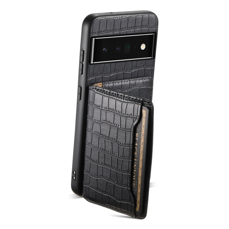 For Google Pixel 6 Pro Crocodile Texture Card Bag Design Full Coverage Phone Case(Black) - Google Cases by buy2fix | Online Shopping UK | buy2fix