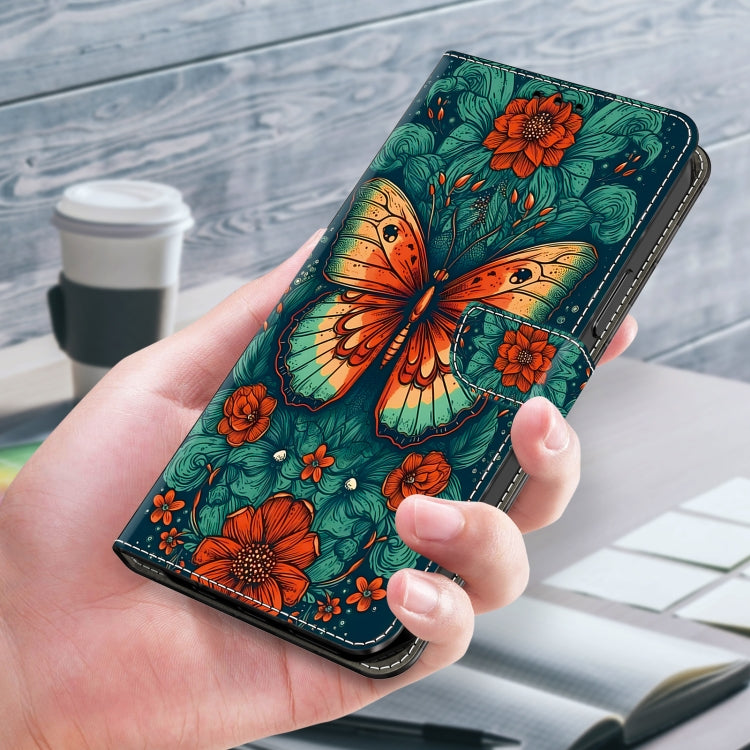 For Google Pixel 9 Pro Crystal Painted Leather Phone case(Flower Butterfly) - Google Cases by buy2fix | Online Shopping UK | buy2fix