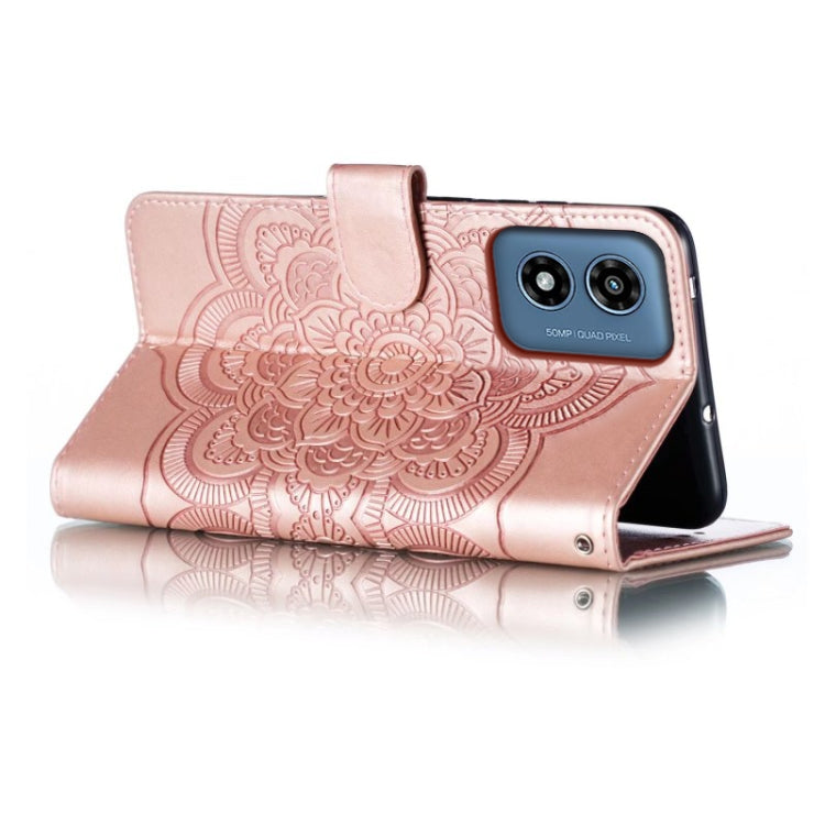 For Motorola Moto G Play 2024 Sun Mandala Embossing Pattern Phone Leather Case(Rose Gold) - Motorola Cases by buy2fix | Online Shopping UK | buy2fix