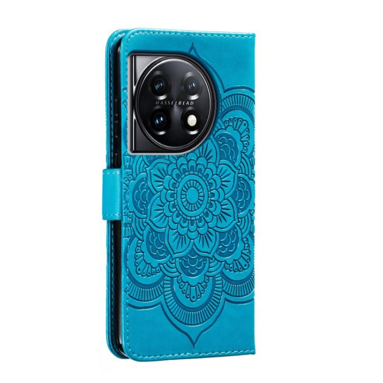 For OnePlus 11 Sun Mandala Embossing Pattern Phone Leather Case(Blue) - OnePlus Cases by buy2fix | Online Shopping UK | buy2fix