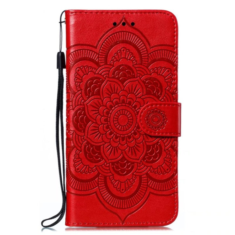 For OnePlus 12 Sun Mandala Embossing Pattern Phone Leather Case(Red) - OnePlus Cases by buy2fix | Online Shopping UK | buy2fix