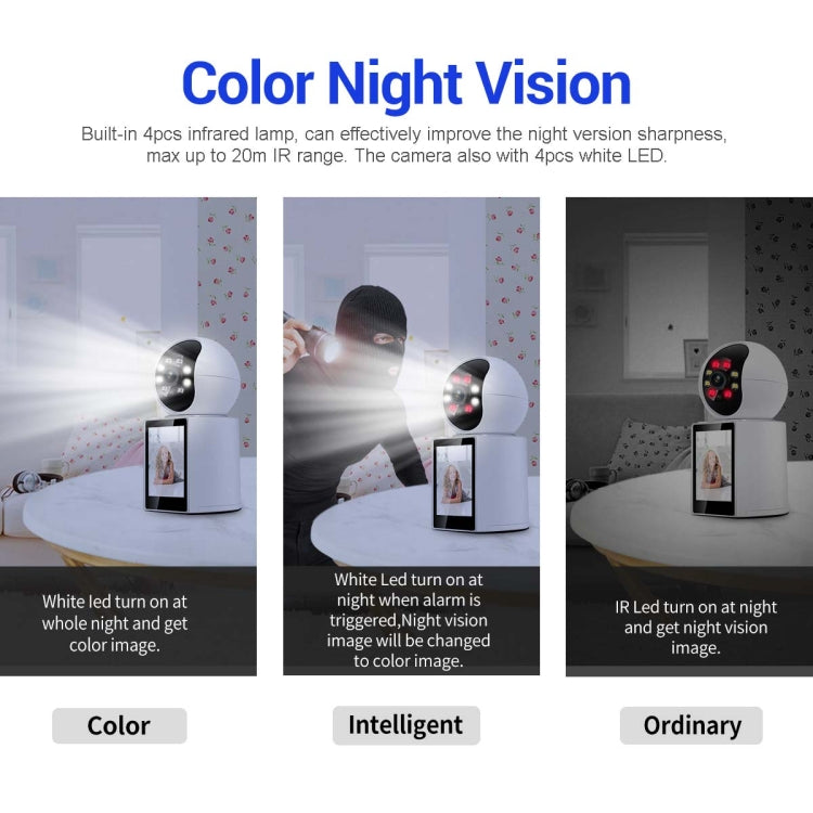 ESCAM QF104 One Click Video Call 3MP Indoor Humanoid Detection Audible Alarm Color Night Version Smart WiFi Camera, UK Plug - Wireless Camera by ESCAM | Online Shopping UK | buy2fix