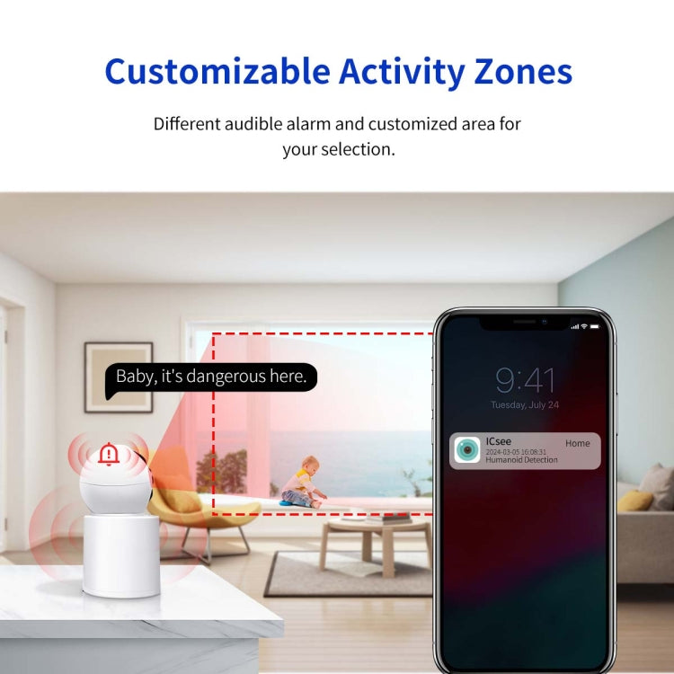 ESCAM QF104 One Click Video Call 3MP Indoor Humanoid Detection Audible Alarm Color Night Version Smart WiFi Camera, AU Plug - Wireless Camera by ESCAM | Online Shopping UK | buy2fix