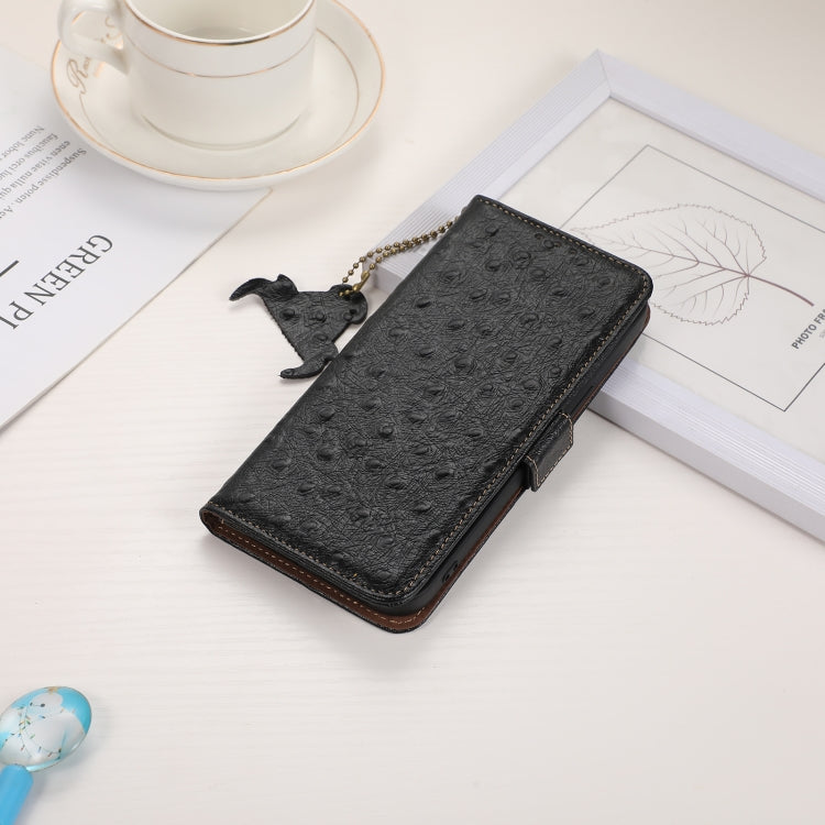 For Google Pixel 9 Ostrich Pattern Genuine Leather RFID Phone Case(Black) - Google Cases by buy2fix | Online Shopping UK | buy2fix