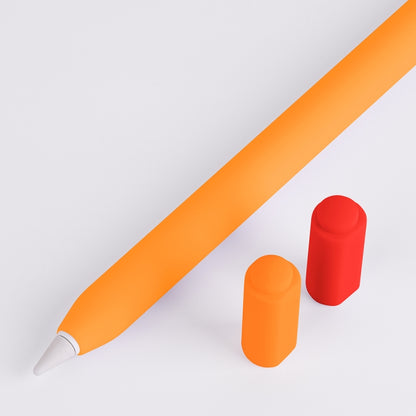 For Apple Pencil (USB-C) Double Cap Contrasting Color Silicone Protective Case(Orange) - Pencil Accessories by buy2fix | Online Shopping UK | buy2fix