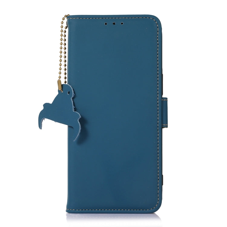 For Google Pixel 9 Genuine Leather Magnetic RFID Leather Phone Case(Blue) - Google Cases by buy2fix | Online Shopping UK | buy2fix