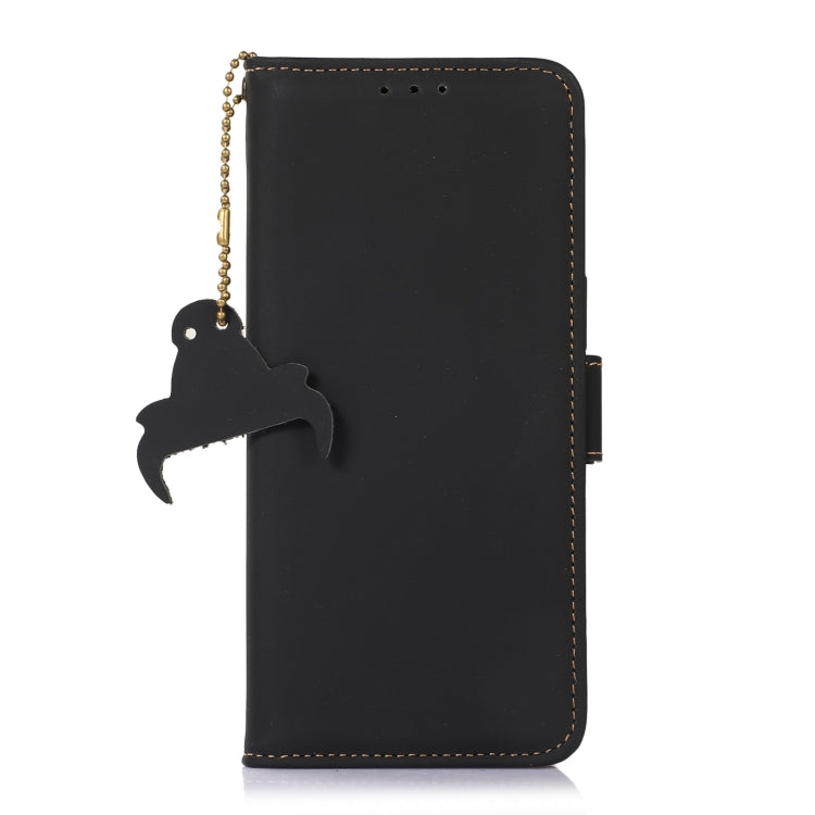 For Google Pixel 9 Genuine Leather Magnetic RFID Leather Phone Case(Black) - Google Cases by buy2fix | Online Shopping UK | buy2fix