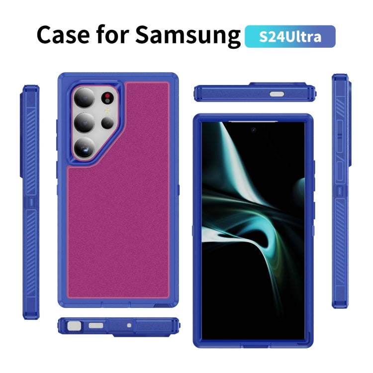 For Samsung Galaxy S24 Ultra 5G Guard Life Waterproof Frosted Phone Case(Blue+Rose Red) - Galaxy S24 Ultra 5G Cases by buy2fix | Online Shopping UK | buy2fix