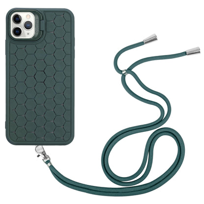 For iPhone 16 Pro Max Honeycomb Radiating Holder TPU Phone Case with Lanyard(Green) - iPhone 16 Pro Max Cases by buy2fix | Online Shopping UK | buy2fix