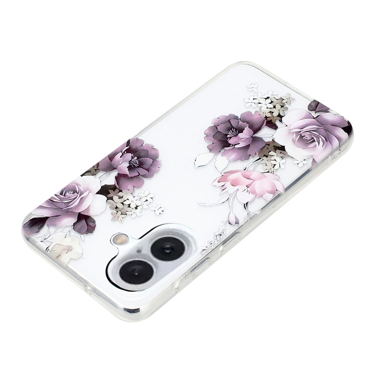 For iPhone 16 Plus Colorful Painting Pattern TPU Phone Case(Peony) - iPhone 16 Plus Cases by buy2fix | Online Shopping UK | buy2fix