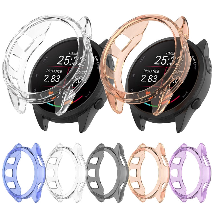 For Garmin Forerunner 165 / 165 Music Half Pack Hollow TPU Watch Protective Case(Transparent Pink) - Watch Cases by buy2fix | Online Shopping UK | buy2fix