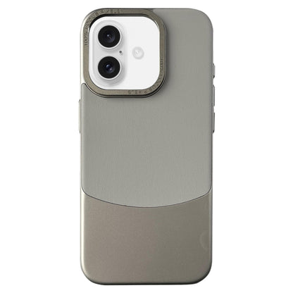 For iPhone 16 Plus Napa Texture PC + Leather Phone Case(Grey) - iPhone 16 Plus Cases by buy2fix | Online Shopping UK | buy2fix