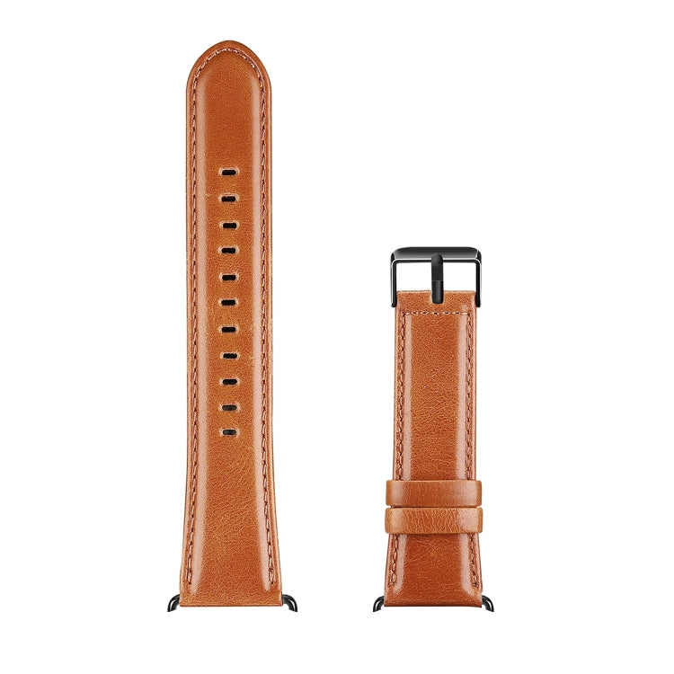 For Apple Watch Series 8 45mm DUX DUCIS Business Genuine Leather Watch Strap(Khaki) - Watch Bands by DUX DUCIS | Online Shopping UK | buy2fix