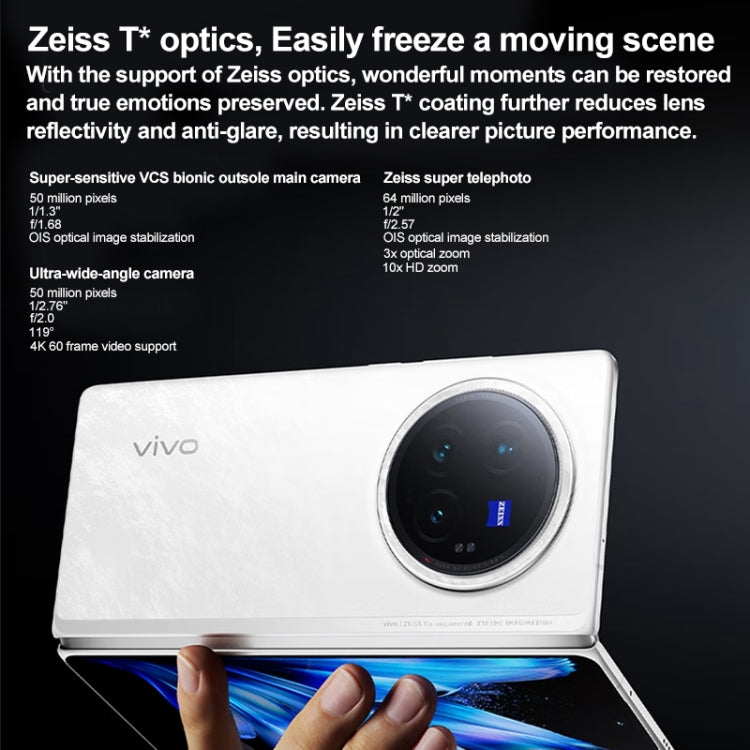 vivo X Fold3 Pro, 16GB+512GB, Face ID / Fingerprint Identification, 8.03 inch + 6.53 inch Android 14 OriginOS 4 Snapdragon 8 Gen 3 Octa Core 3.3GHz, OTG, NFC, Network: 5G(White) - vivo by vivo | Online Shopping UK | buy2fix