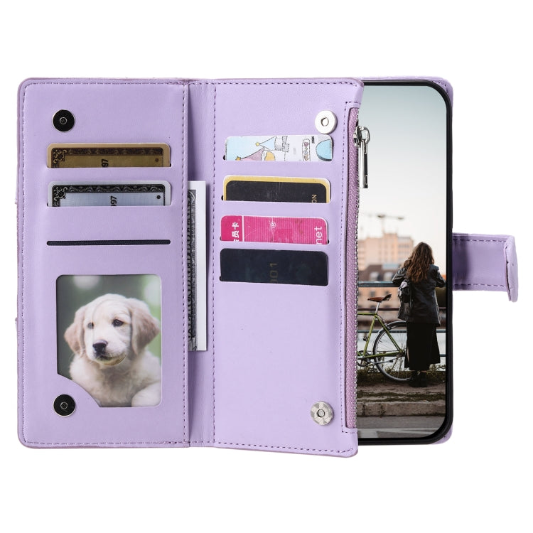 For Google Pixel 9 Pro XL Glitter Lattice Zipper Wallet Leather Phone Case(Purple) - Google Cases by buy2fix | Online Shopping UK | buy2fix