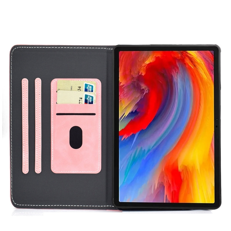 For Lenovo Tab M11 / Xiaoxin Pad 11 2024 Stitching Cowhide Texture Smart Leather Tablet Case(Pink) - Lenovo by buy2fix | Online Shopping UK | buy2fix