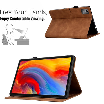 For Lenovo Tab M11 / Xiaoxin Pad 11 2024 Smile Embossed Smart Leather Tablet Case(Brown) - Lenovo by buy2fix | Online Shopping UK | buy2fix