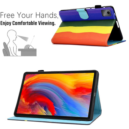 For Lenovo Tab M11 / Xiaoxin Pad 11 2024 Colored Drawing Sewing Pen Slot Leather Tablet Case(Rainbow) - Lenovo by buy2fix | Online Shopping UK | buy2fix