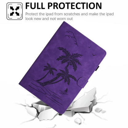 For iPad Pro 11 2024 Coconut Tree Embossed Smart Leather Tablet Case(Purple) - iPad Pro 11 2024 Cases by buy2fix | Online Shopping UK | buy2fix