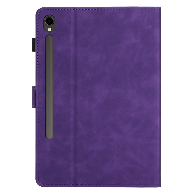 For Samsung Galaxy Tab S9 FE X510/X516B Coconut Tree Embossed Smart Leather Tablet Case(Purple) - Galaxy Tab S9 FE by buy2fix | Online Shopping UK | buy2fix