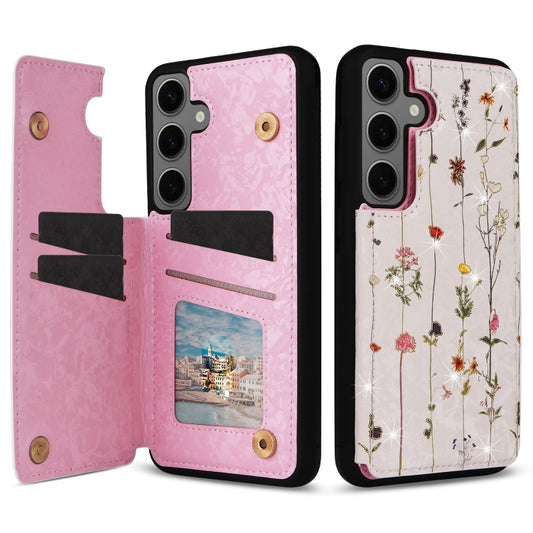 For Samsung Galaxy S24+ 5G Printed Double Buckle RFID Anti-theft Phone Case(Dried Flower World) - Galaxy S24+ 5G Cases by buy2fix | Online Shopping UK | buy2fix