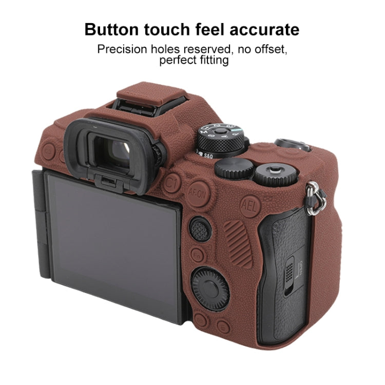 For Sony ILCE7RM5 / A7R5 Litchi Texture Soft Silicone Protective Case(Coffee) - Protective Case by buy2fix | Online Shopping UK | buy2fix