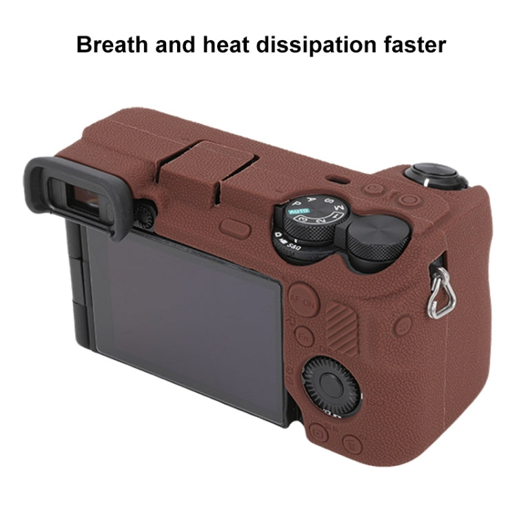 For Sony ILCE-6700 / A6700 Litchi Texture Soft Silicone Protective Case(Coffee) - Protective Case by buy2fix | Online Shopping UK | buy2fix