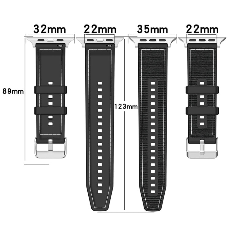 For Apple Watch Ultra 2 49mm Ordinary Buckle Hybrid Nylon Braid Silicone Watch Band(Black) - Watch Bands by buy2fix | Online Shopping UK | buy2fix