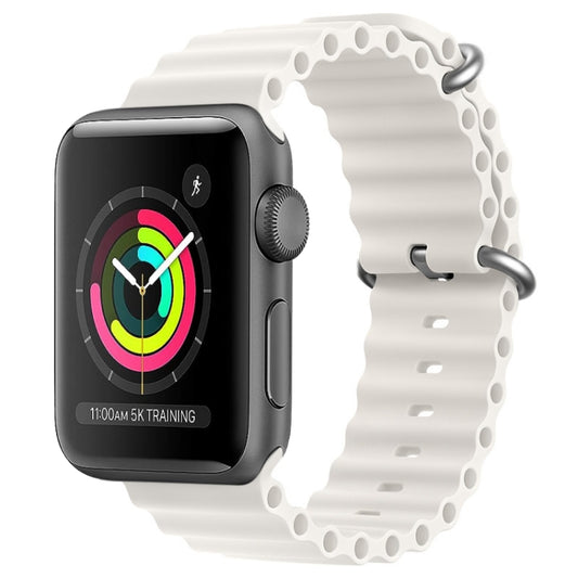 For Apple Watch Series 2 42mm ZGA Ocean Silicone Watch Band(White) - Watch Bands by ZGA | Online Shopping UK | buy2fix