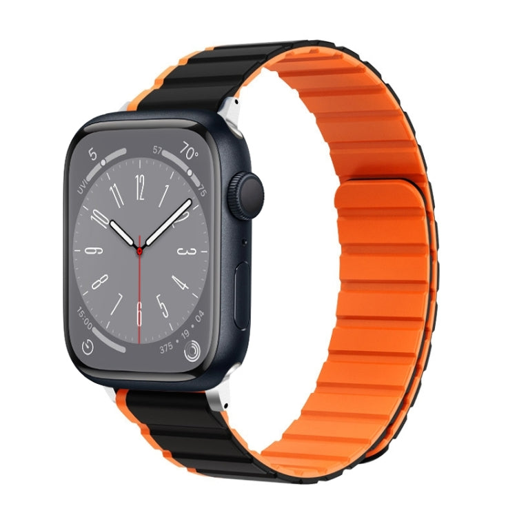 For Apple Watch Series 8 45mm ZGA Two Color Magnetic Silicone Watch Band(Black+Orange) - Watch Bands by ZGA | Online Shopping UK | buy2fix