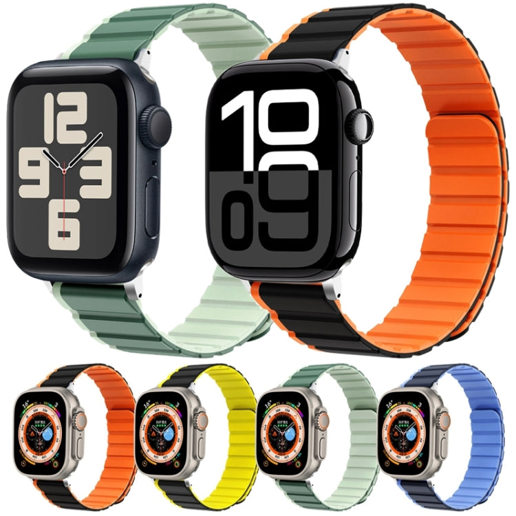 For Apple Watch Series 5 44mm ZGA Two Color Magnetic Silicone Watch Band(Black+Orange) - Watch Bands by ZGA | Online Shopping UK | buy2fix