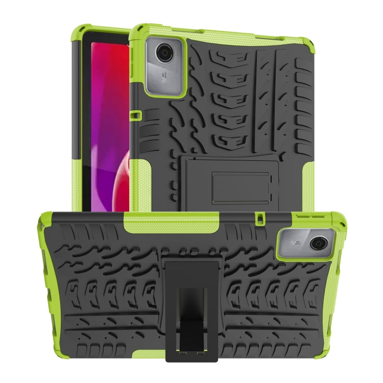 For Lenovo Tab M11/ Xiaoxin Pad 11 2024 Tire Texture TPU Hybrid PC Tablet Case with Holder(Green) - Lenovo by buy2fix | Online Shopping UK | buy2fix