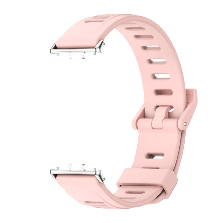 For Samsung Galaxy Fit 3 Mijobs Flat Hole Silicone Watch Band(Pink+Silver) - Watch Bands by MIJOBS | Online Shopping UK | buy2fix