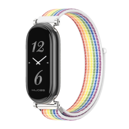 For Xiaomi Mi Band 8 / 9 / 9 NFC Mijobs GT4 Breathable Nylon Loop Watch Band(Colorful Silver) - Watch Bands by MIJOBS | Online Shopping UK | buy2fix