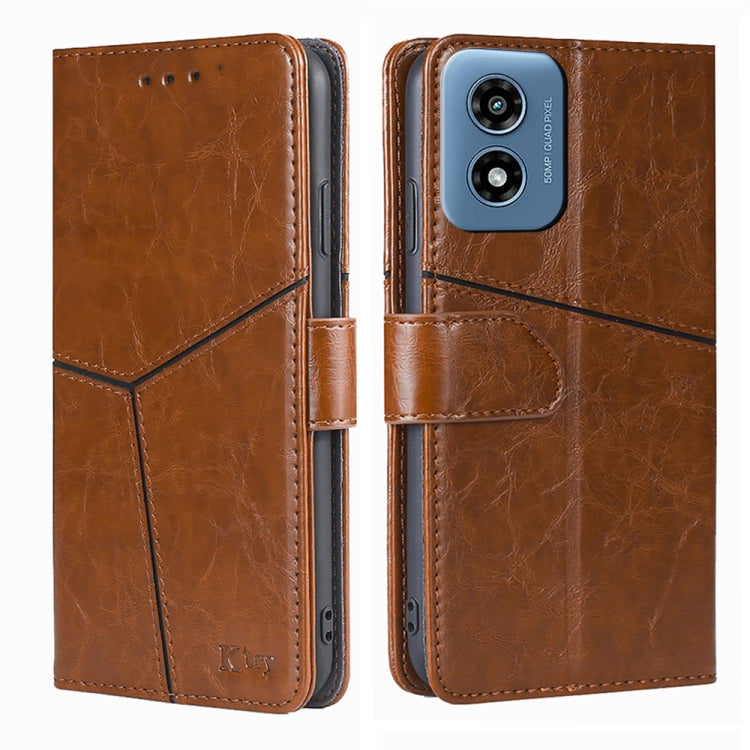 For Motorola Moto G Play 4G 2024 Geometric Stitching Leather Phone Case(Light Brown) - Motorola Cases by buy2fix | Online Shopping UK | buy2fix