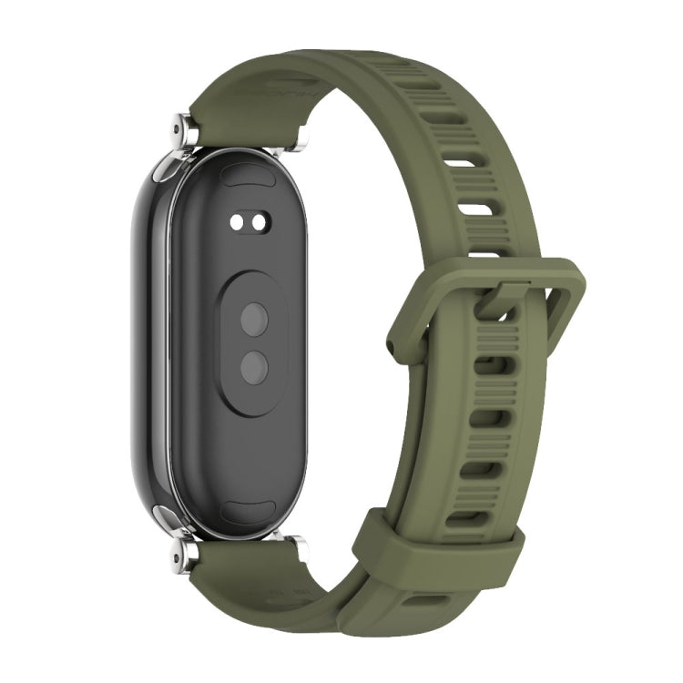 For Xiaomi Mi Band 8 / 9 / 9 NFC Mijobs GT4 Flat Hole Silicone Watch Band(Army Green Silver) - Watch Bands by MIJOBS | Online Shopping UK | buy2fix